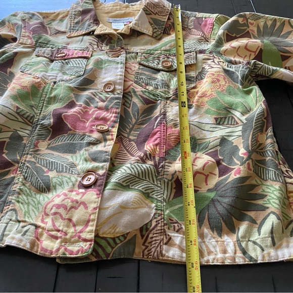 Coldwater Creek Tropical Button Down Jean Jacket Size L - Picture 11 of 13